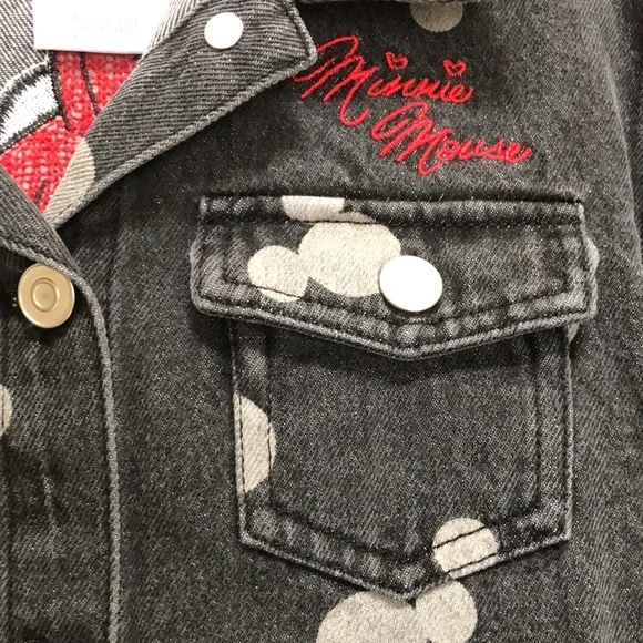 Minnie Mouse 3 piece black embroidered Jean jacket w/matching shirt/pants. Sz 4